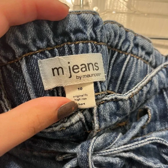 Maurices Blue Jean Shorts with Drawstring - Picture 2 of 3